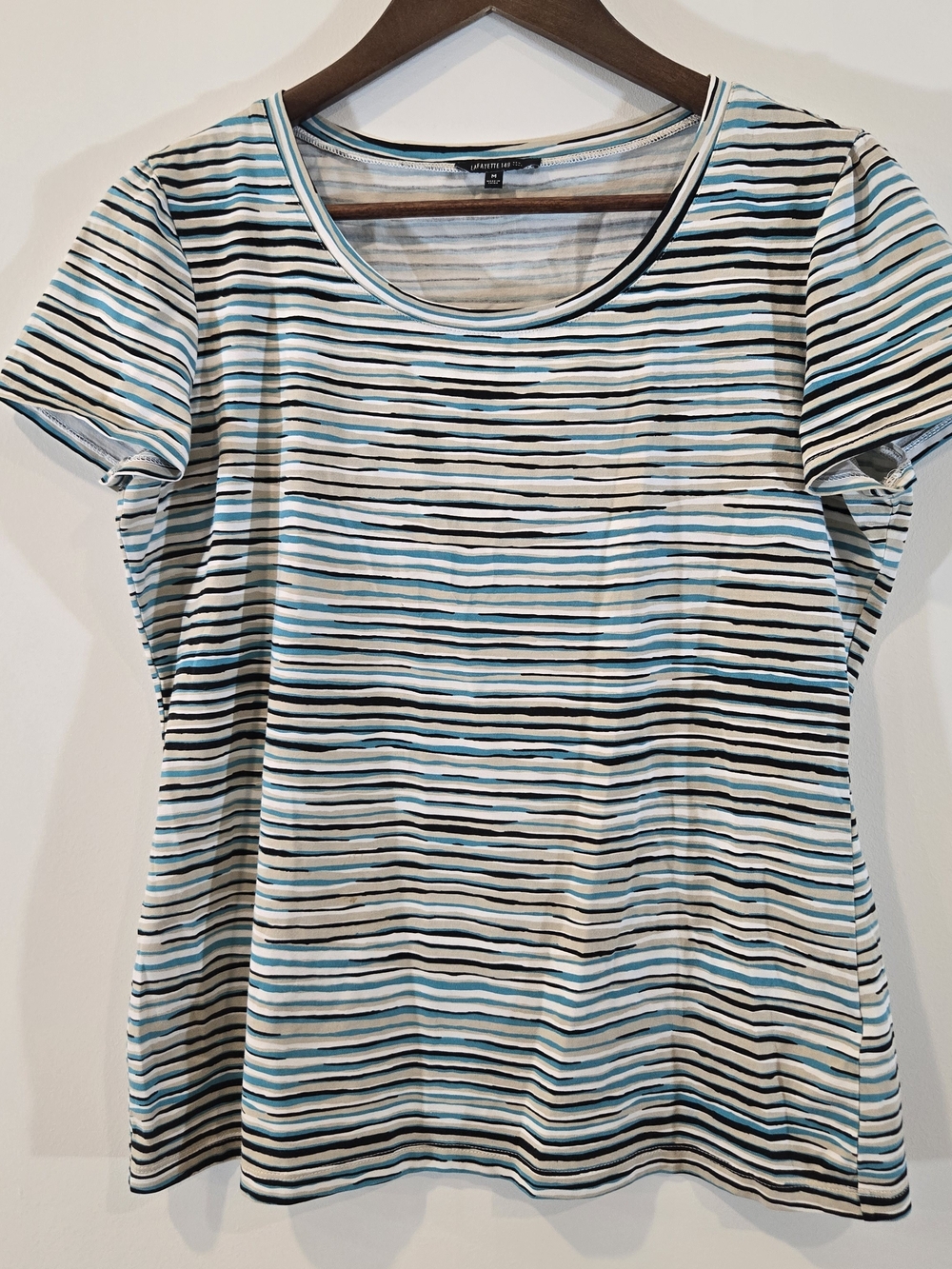 Lafayette 148 New York Knit striped top Sz M 8 10 Classic Timeless Quality